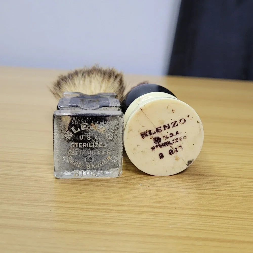 Klenzo‎ Shaving Brushes Rubberset Made Rite Pure Badger Lucite Handle B1084 B843